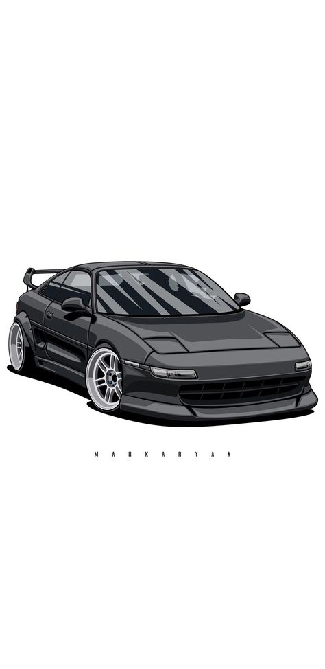 Mr2 Toyota Wallpaper, White Car Background, Toyota Mr2 Drawing, Jdm Cartoon, Toyota Mr2 Sw20 Wallpaper, Mr2 Wallpaper, Toyota Mr2 Wallpaper, Jdm Car Drawings, Mr2 Sw20