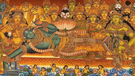 Ananthasayanam Mural Painting, Canvas Art Painting Abstract, Lord Venkateswara, Sanctum Sanctorum, Kerala Mural Painting, Lord Photo, Packaging Template, Sewing Crafts Tutorials, Spiritual Experience