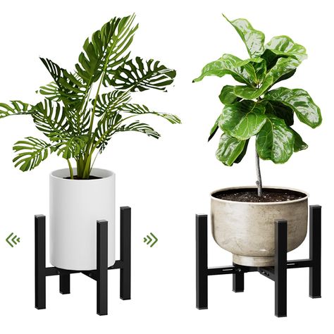 PRICES MAY VARY. Strong and Durable: This mid-century plant stand is made of high quality metal to ensure its durability and stability. Large plant stand can hold up to 330 pounds. Just one second to get a higher or lower stand by directly flipping it over. Choose 4.685 "or 7.52" Plant Holder off the ground according to your needs. Multi-Scene Use：This corner plant stand is suitable for a garden, terrace, balcony, terrace, living room, bedroom and any area. Can place a variety of multiple plants Stand For Plants, Mid Century Plant Stand, Planter Holder, Black Plant, Corner Plant, Plant Stands Outdoor, Metal Plant Stand, Outdoor Living Decor, Plant Stand Indoor