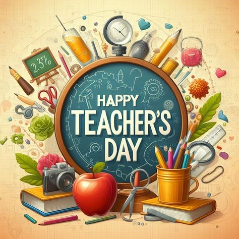 Photo a poster for teachers day with a c... | Premium Photo #Freepik #photo Happy Teacher Day Poster, Poster For Teachers Day, World Teachers Day Poster, Happy Teachers Day Poster, Teachers Day Photos, Happy Teacher's Day Images, Teachers Day Poster, Selamat Hari Guru, World Teacher Day