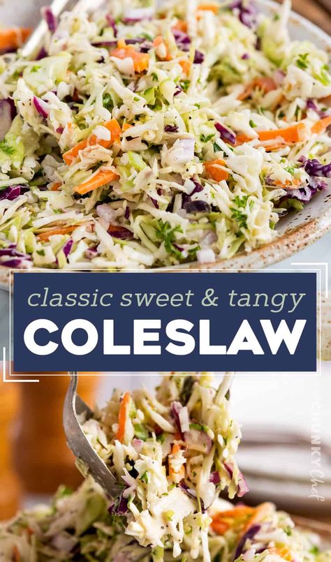 Tangy Coleslaw Recipe, Easy Coleslaw Recipe, Tangy Coleslaw, Best Coleslaw Recipe, Cabbage And Carrots, Easy Coleslaw, Coleslaw Recipe Easy, Slaw Dressing, Coleslaw Salad