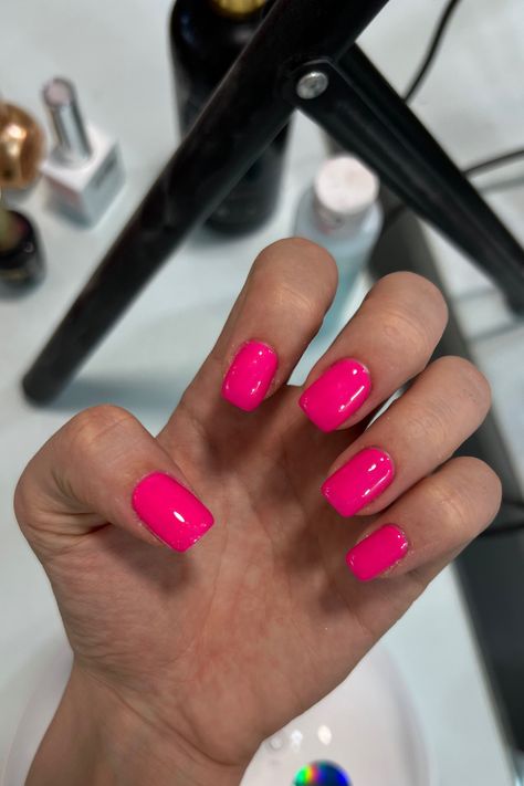 Pink | summer trendy nails | summer nail design 2024 | Trendy summer nails | Hot Pink Gel Nails Short, Summer Trendy Nails, Trendy Summer Nails, Pink Nail Colors, Square Nail, Pink Gel Nails, Hot Pink Nails, Square Nail Designs, Hot Pink Shorts