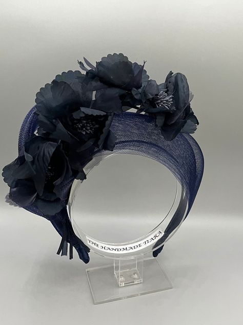 Bride Head Piece, Blue Headpiece, Bride Head, Wedding Headpieces, Halo Headband, Flower Fascinator, Navy Flowers, All Hairstyles, Wedding Fascinators