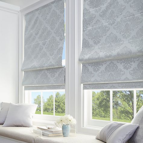 Damask Blackout Cordless Roman Shade | Kohls Roman Shades Living Room, Blinds For Windows Living Rooms, Room Darkening Shades, Cordless Roman Shades, Window Treatments Living Room, Blinds Design, Roman Shade, Roman Blind, Bedroom Windows