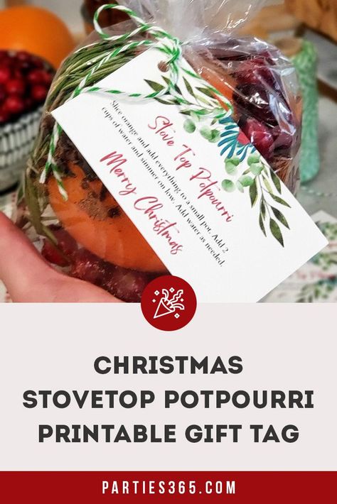 Grab our printable gift tag and recipe for Christmas Stovetop Potpourri! It makes the perfect hostess gift, neighbor gift, teacher gift, or will smell delicious at your Christmas party or gathering. Happy holidays! Christmas Stovetop Potpourri Gift Recipe, Simmering Potpourri Printable Tags, Christmas Stovetop Potpourri Printable, Stove Top Christmas Potpourri Gifts, Stovetop Potpourri Printable Tag, Christmas Potpourri Stovetop Free Printable, Potpourri Tags Free Printable, Christmas Stovetop Potpourri Gift Printable Tags Free, Simmer Pot Tags Printable Free