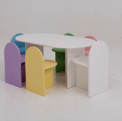 Kids Table In Kitchen, Kid Table And Chairs, Kids Furniture Ideas, Children Table And Chairs, Kids Chair Design, Diy Kids Chair, Kids Dining Table, Modern Kids Table, Kid Chair