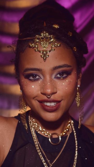 Arcane Makeup, Ekko Cosplay, Black Anime Women, Purple Liner, Hollywood Flawless Filter, Fierce Makeup, Fashion Show Makeup, Flawless Filter, Gold Lipstick