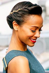 Spring Hair Accessories, Bridal Hairdo, Up Dos For Medium Hair, Best Wedding Hairstyles, Zoe Saldana, Holiday Hairstyles, Spring Hairstyles, Red Lipstick, Great Hair