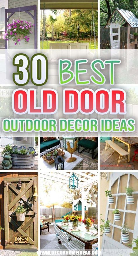 Old Door Ideas Outdoor, Things To Do With Old Doors Home Decor, Old Doors Yard Decor, How To Use Old Doors In The Garden, Repurposed Doors Garden, Door Shed Ideas Diy, Outdoor Doors Ideas Backyards, Shutters In Garden Decor, French Door Decor Ideas Diy Projects