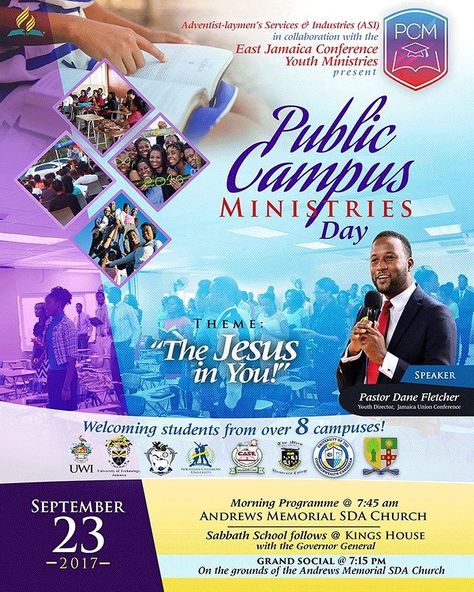 East Jamaica Conference of SDA on Instagram: “"The Jesus in You!" All #tertiary students are especially invited to Public Campus Ministries Day this Sabbath September 23, 2017,…” Campus Ministry, Youth Ministry, September 23, Jamaica, Jesus, On Instagram, Instagram