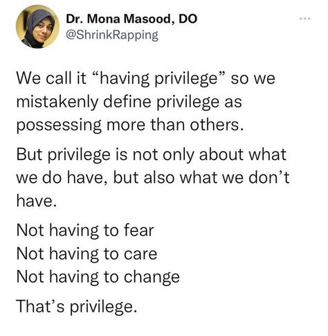 Dr. Mona Masood on Instagram: "#privilege #bias #mentalhealth #structuralracism #systemicracism #selfawareness #mentalhealthawareness" Pretty Privilege Is Real Quotes, Pretty Privilege Tweets, Privilege Quotes, Pretty Privilege Is Real, Self Healing Quotes, Reading Quotes, Truth Hurts, Faith In Humanity, Video Editor