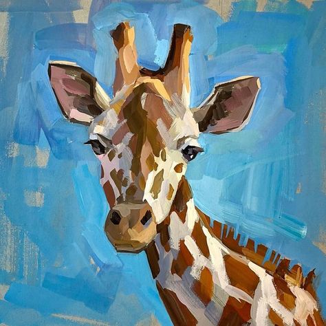 Monochromatic Painting, Monochrome Painting, Giraffe Painting, Zebra Art, Cabin Art, Paint Nite, Gouache Art, Watercolor Art Lessons, Baby Giraffe