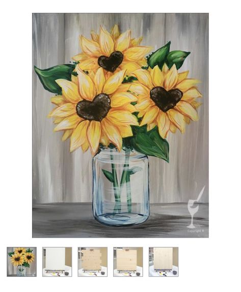 Painting Ideas For Grandma, La Painting, Cabin Painting, Painting With A Twist, Fall Canvas Painting, Bee Painting, Sunflower Canvas, Painting Party, Paint Night