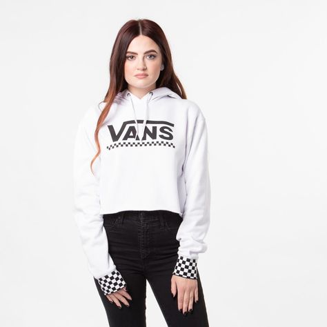 Vans Hoodie Outfit, Vans Hoodie, Vans Checkered, Vans Outfit, Hoodie White, White Vans, Crop Top Sweatshirt, Sweatshirt Outfit, Hoodie Outfit