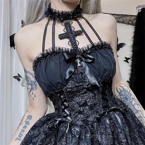 Black dresses, Gothic dresses, Alternative dresses, Black clothing, Alt clothing. Gothic Dresses, Halter Dress Short, Bodycon Casual, Court Dresses, Emo Dresses, Gothic Corset, Goth Dress, Gothic Dress, Gothic Outfits