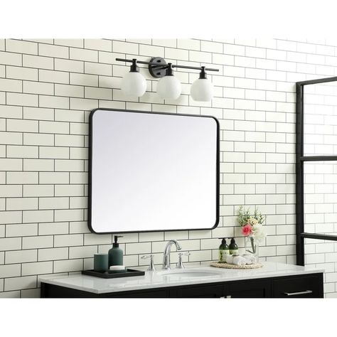 Rectangle Wall Mirror, Mirror Crafts, Mirror With Hooks, Timeless Decor, Rounded Rectangle, Bathroom Reno, Accent Mirror, Modern Mirror, Rectangular Mirror