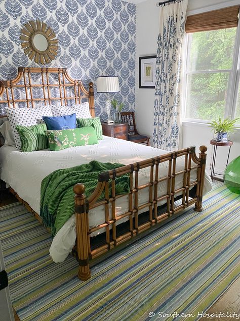 Grandmillennial Guest Room Reveal - Southern Hospitality Grandmillennial Bedroom, Southern Traditional Home, Bedroom Makeovers, Vintage Nightstand, Lexington Home, Hgtv Dream Home, Bedroom Fireplace, Southern Hospitality, Rooms Reveal