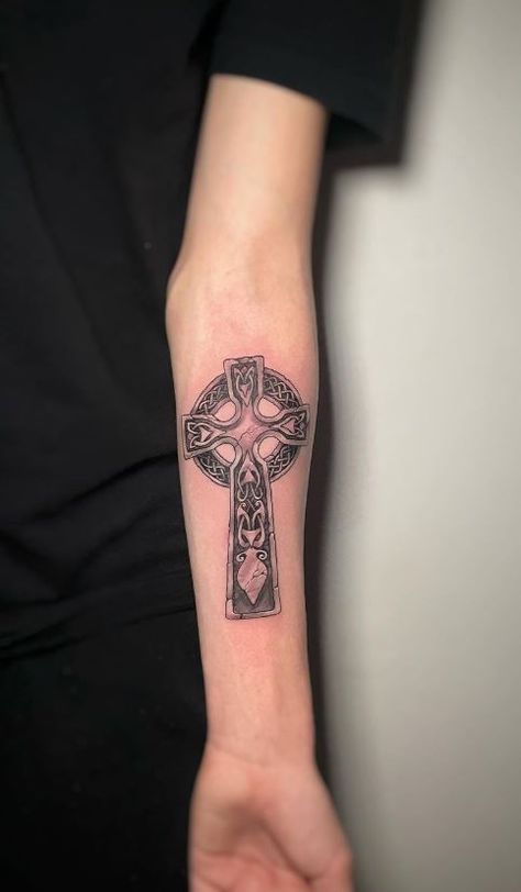 Celtic Elbow Tattoo, Irish Tattoos Men, Irish Cross Tattoo, Celtic Cross Tattoo For Men, Celtic Cross Tattoo, Tattoos Celtic, Celtic Tattoos For Men, Thistle Tattoo, Shamrock Tattoos