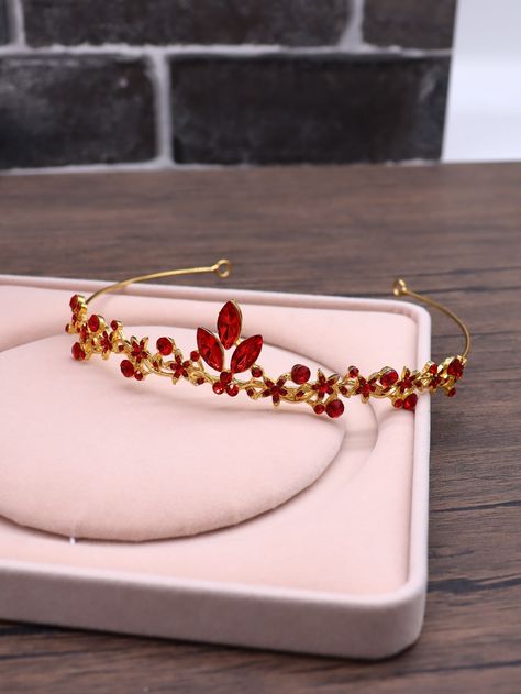 Rojo Glamour Collar  Aleación de zinc  Diademas Llamativas Embellished   Accesorios de Mujer Red And Gold Tiara, Ruby Crown, Red Tiara, Crown Hair Accessories, Quinceanera Jewelry, Red Hair Accessories, Crown Aesthetic, Red Princess, Red Crown