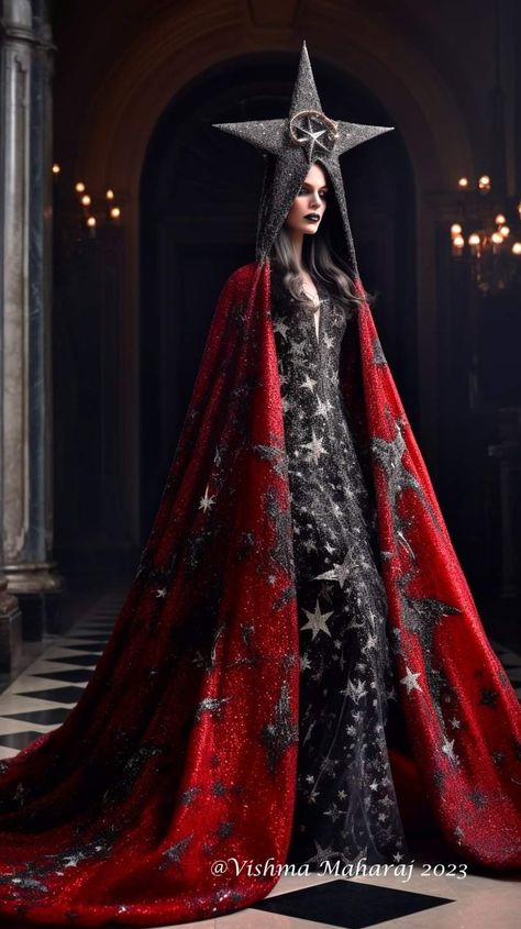 Cloak Aesthetic, Vishma Maharaj, Wizard And Witch, Vampire Cloak, Boho Attire, Punk Street Style, Beautiful Long Dresses, Witch Dress, Draping Fashion