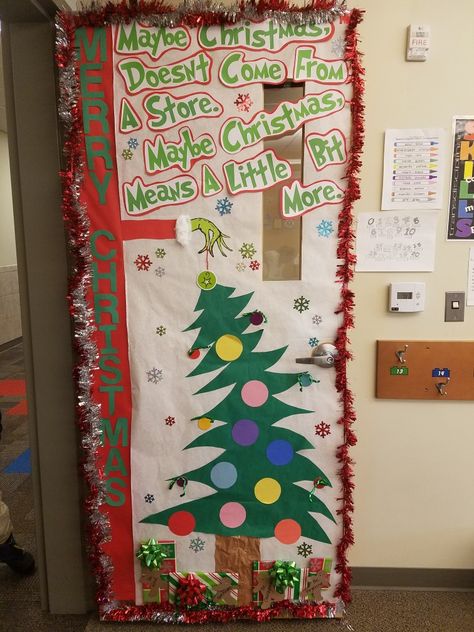 The Infants Who Stole Christmas Door, Grinch Christmas School Door, Christmas Classroom Door Grinch, How The Grinch Stole Christmas Door Decoration, Office Christmas Door Contest Grinch, 3d Grinch Door Decorations, How The Grinch Stole Christmas Classroom Door, Christmas School Door, Grinch Classroom Door