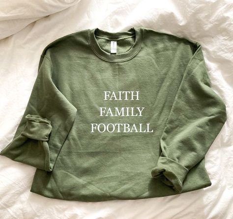 The perfect cozy, fall sweatshirt for football season! Gift it to a loved one or add it to your own wardrobe. The perfect neutral staple for anyones closet. Earth Sweatshirt, Faith Family Football, Acts 1 8, Family Football, Fall Crewneck, Cute Crewneck, Jesus Sweatshirts, Color Sweatshirt, People Clothes