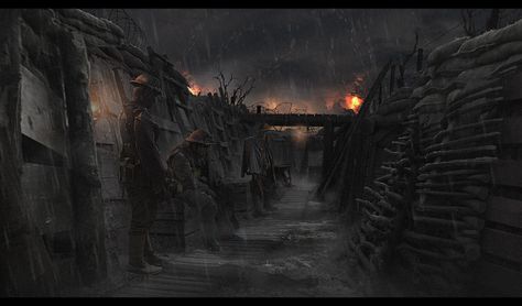 Star Wars Trench Warfare, No Mans Land Ww1 Art, Ww1 Trench Warfare, Trench Warfare Art, Ww1 Trenches, Trench Crusade, Ww1 Trench, Trench Warfare, Ww1 Art