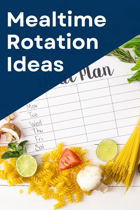 a meal planner with various pastas and produce surrounding it on a white wooden surface. overlaid text reads, "Meal Rotation Ideas" Meal Rotation, Make Your Life Better, Meal Times, Weekly Meal Plan, Meatless Monday, Taco Tuesday, Week Meal Plan, Meal Time, Meal Plan