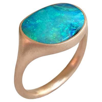 Dalben Design Australian Boulder Opal Yellow Gold Ring For Sale at 1stDibs Opal Rose Gold Ring, Italy Como, Rose Gold Opal Ring, Boulder Opal Ring, Australian Black Opal, Lightning Ridge Opal, Vintage Cocktail Ring, Light Spots, Opal Ring Gold