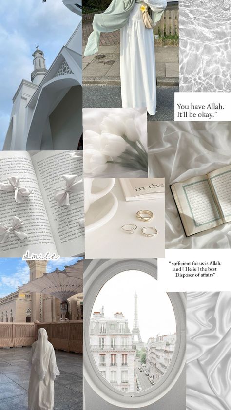 ༘˚⋆𐙚｡⋆𖦹.✧˚🤍ྀི  #islamic #white #aesthetic #islamicwallpaper #whiteaesthetic #aestheticwallpaper #muslimah #hijabi #Muslim #collage #whitewallpaper #aestheticislamicwallpaper #whitecollage #aestheticcollage #islamiccollage Islamic Collage Wallpaper Aesthetic, Islamic Collage Wallpaper, Muslimah Aesthetic Wallpaper, White Islamic Wallpaper, Muslim Wallpapers Aesthetic, Aesthetic Wallpaper Islamic, Islamic Collage, Islamic Wallpaper Iphone Aesthetic, Hijabi Wallpaper