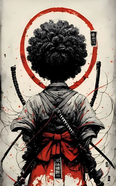 Experience the silent strength of the Afro samurai in our striking illustration. Capturing power and dignity, this artwork embodies the spirit of honor and resilience. -- Choose from our vast selection of Crewneck and V-Neck T-Shirts to match with your favorite design to make the perfect custom graphic T-Shirt. Pick your favorite: Classic, Relaxed Fit, V-Neck, Tri-Blend, Dolman Extra Soft Tri-Blend, Slouchy V-Neck, Slouchy, Premium, Heavyweight, Curvy, Ringer, and Curvy V-Neck. Customize your co Afro Samurai Poster, Samurai Graphic Design, Yasuke Black Samurai Art, Yasuke Black Samurai Tattoo, Afro Samurai Wallpapers, Resilience Art, Black Samurai, African Tattoo, Afro Samurai