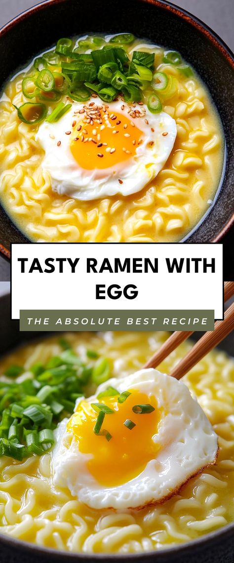 Image for Tasty Ramen with Egg Egg Ramen Recipes, Ramen Recipes With Egg, Breakfast Ramen Noodles, Ramen And Egg Recipes, Ramen With Egg Recipes, Ramen Noodles With Egg, Ramen With Egg, Egg In Ramen Noodles, Breakfast Ramen