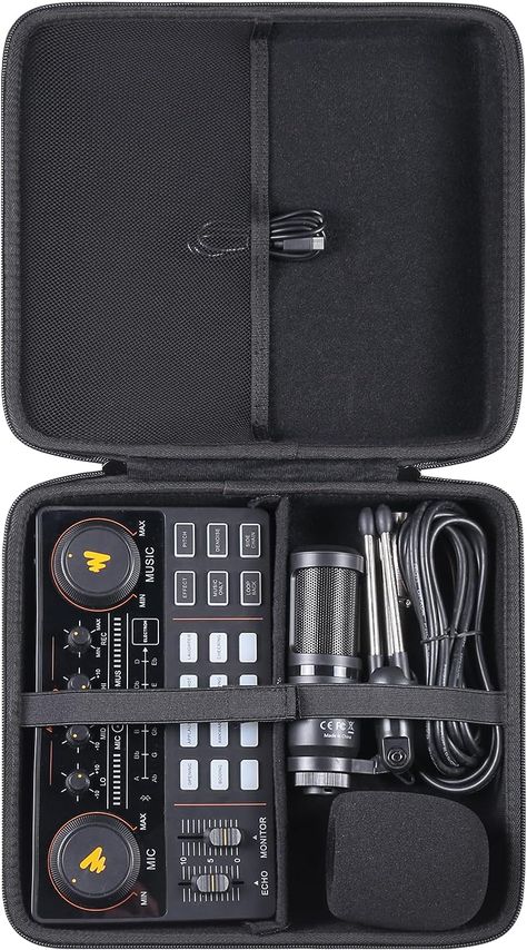 Khanka Hard Travel Case Replacement for Podcast Equipment Bundle-MAONO MaonoCaster Lite -Audio Interface-All in One-Podcast Production Studio (AU-AM200-S1/AU-AM200-S4/AU-AM200-S6/AME2C Pro/AME2/AME2A) Studio Podcast Design, Podcast Equipment, Podcast Design, Podcast Recording, Work Aesthetic, Production Studio, Recording Equipment, Travel Case, Hard Case