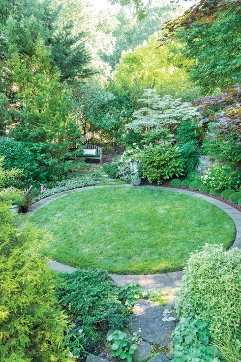 Circular Garden Design, Circular Lawn, Small Backyard Ideas, Front Yards, Small Yard, Garden Designs, Garden Cottage, Back Garden, Small Backyard Landscaping