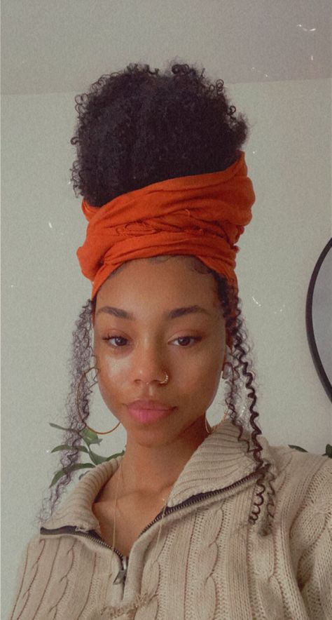 Head Scarf With Curly Hair, Bun With Head Scarf, Head Wrap Drawing, Head Scarf Styles Black Women, Wrap Hairstyle, Freeform Locs, Wrap Around Braid, Loc Updo, Headwrap Hairstyles