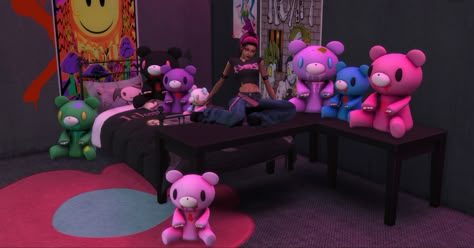 Sims 4 Mods Room Decor, Sims 4 Cc Furniture Alt, Sims 4 Cc Gloomy Bear, Sim4 Bedroom, Sims 4 Sanrio Cc, The Sims 4 Sims, Grunge Decor, Sims 4 Nails, Top Lyrics