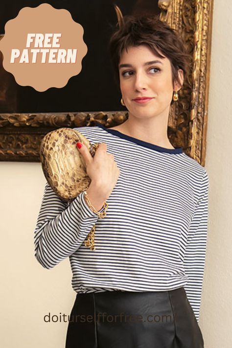 Long Sleeve Top Sewing Pattern Free, Free Blouse Patterns For Women, Long Sleeve Shirt Pattern, Sewing Pattern Free, Couture 2024, Shirt Patterns For Women, Sewing Patterns Free Women, Sewing Top, Clothing Pattern Design