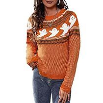 Cropped Knit Sweater, Halloween Sweater, Long Sleeve Knit Sweaters, Print Sweater, Sweater Pullover, Halloween Ghost, Knitted Pullover Sweaters, Halloween Women, Cozy Fashion