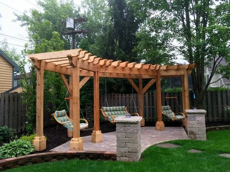 White Pergola, Pagoda Garden, Cedar Pergola, Walkway Ideas, Cheap Pergola, Pergola Swing, Pergola Design, Backyard Renovations, Wooden Pergola