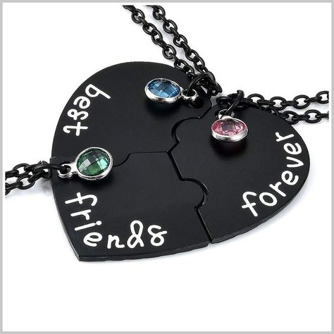 Top Plaza Silver Tone Alloy Rhinestone Best Friends Forever and Ever BFF Necklace Engraved Puzzle Friendship Pendant Necklace 3 Besties, Best Friend Rings, Bff Necklace, 3 Best Friends, Bff Jewelry, Necklaces Set, Necklace Top, Forever And Ever, Bff Necklaces