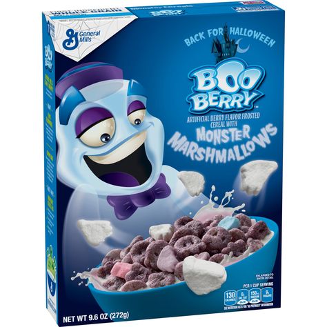 Boo BerryDelish Boo Berry Cereal, Boo Berry, Cheerios Cereal, Berry Cereal, General Mills, Halloween Artwork, Monster Party, Chocolate Drinks, Breakfast Cereal