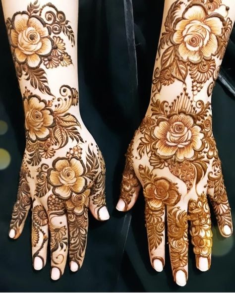 Khafif Flower Mehndi Designs, Mehendi Designs Khafif Full Hand, Big Rose Mehndi Designs, Mehandi Desain, Normal Mehendi Design, Kafif Design Simple, Khafif Mehndi Designs Dubai, Khafif Mehndi Designs, Mehndi Flowers