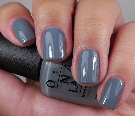 OPI - Embrace the Grey - current mani color - 2.3.2015 <3 it. Opi Grey Blue Nail Polish, Opi Holidazed Over You, Best Gray Nail Polish Colors, Blue Gray Manicure, Fall Nails 2023 Gray, Opi Blue Gray Nail Polish, Dove Gray Nails, Gray Summer Nails, Bluish Grey Nails