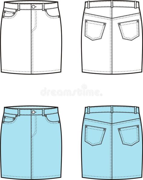 Jeans skirt royalty free illustration Jeans Skirt Pattern, Denim Skirt Technical Drawing, Denim Skirt Drawing, Jeans Technical Drawing, Skirt Sketch, Stylised Illustration, Styling Skirts, Paper Bag Skirt, Hope Fashion