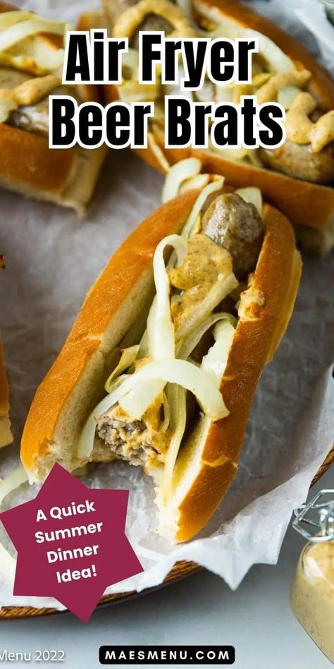 Beer Brats In Air Fryer, Brats In Air Fryer, Beer Brats Recipe, Brats Recipes, Beer Brats, Air Fryer Recipe, Vegetable Side Dishes Recipes, Best Bread Recipe, Summer Grilling Recipes