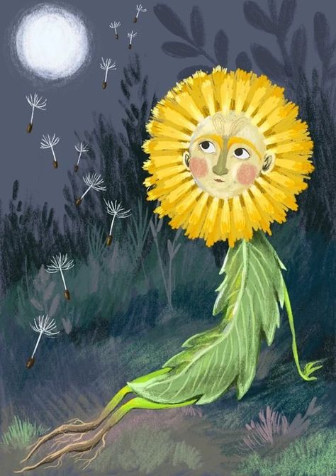 Seed Art, Dandelion Art, A Dandelion, Illustration Wall Art, Lion Tattoo, Book Projects, Fairy Art, Original Illustration, Children's Book Illustration