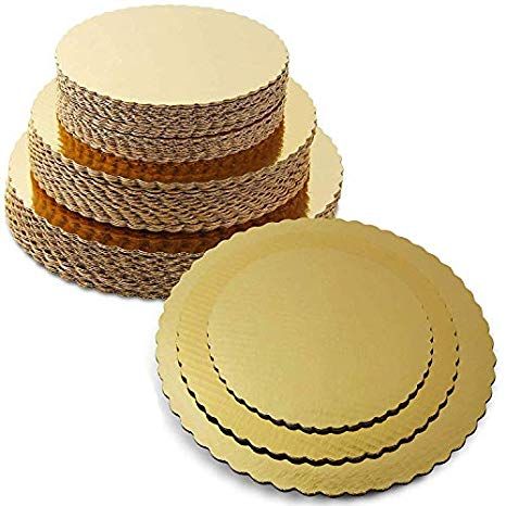 8 10 12 Inches Round Tierd Cake Boards Combo - Cardboard Disposable Layered Cake Pizza Circle Scalloped Gold Stackable Tart Decorating Base Stand - 30 Pieces Tart Decorating, Red Birthday Cakes, Cake Pizza, Circle Cake, Chocolate Peanut Butter Desserts, Cupcake Plate, Cake Liner, Cake Boards, Cake Tray