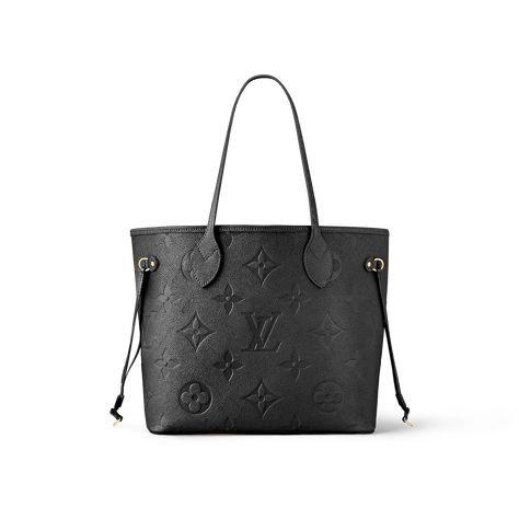 The essential Neverfull MM tote now comes in embossed Monogram Empreinte leather. Its generous dimensions make this bag ideal for everyday use while the long shoulder handles and supple leather mean it’s comfortable to carry. With the side laces cinched, this roomy carryall becomes a stylish city bag. It can be worn over the shoulder or on the elbow. Product details Black Louis Vuitton Bag, Neverfull Louis Vuitton, Louis Vuitton Taschen, Lv Tote, Sac Louis Vuitton, Black Louis Vuitton, Mm Monogram, Neverfull Mm Monogram, Louis Vuitton Totes