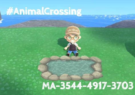 Acnh Pond Design, Paths Acnh, Acnh Pattern, Water Puddle, Acnh Patterns, Animal Crossing 3ds, Path Design, Qr Codes Animal Crossing, Bar Designs