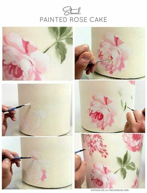 Paint the cake!! Cake Painting Tutorial, Decorate A Cake, Mini Torte, Hand Painted Cakes, Buttercream Cake Decorating, Fondant Flowers, Cake Decorating Designs, Painted Cakes, Rose Cake